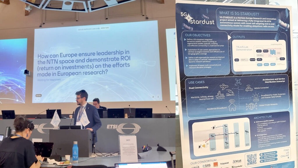 5G-STARDUST at ETSI Conference: Tomaso de Cola (DLR) on stage, and the new Concept poster